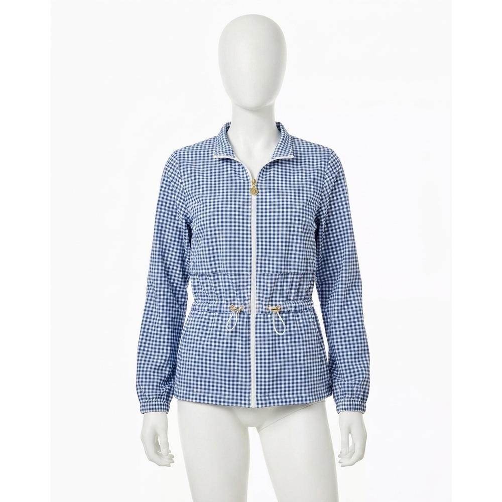 NEW LILLY PULITZER upf 50+ luxletic romilly jacket in starlight navy mini perfor